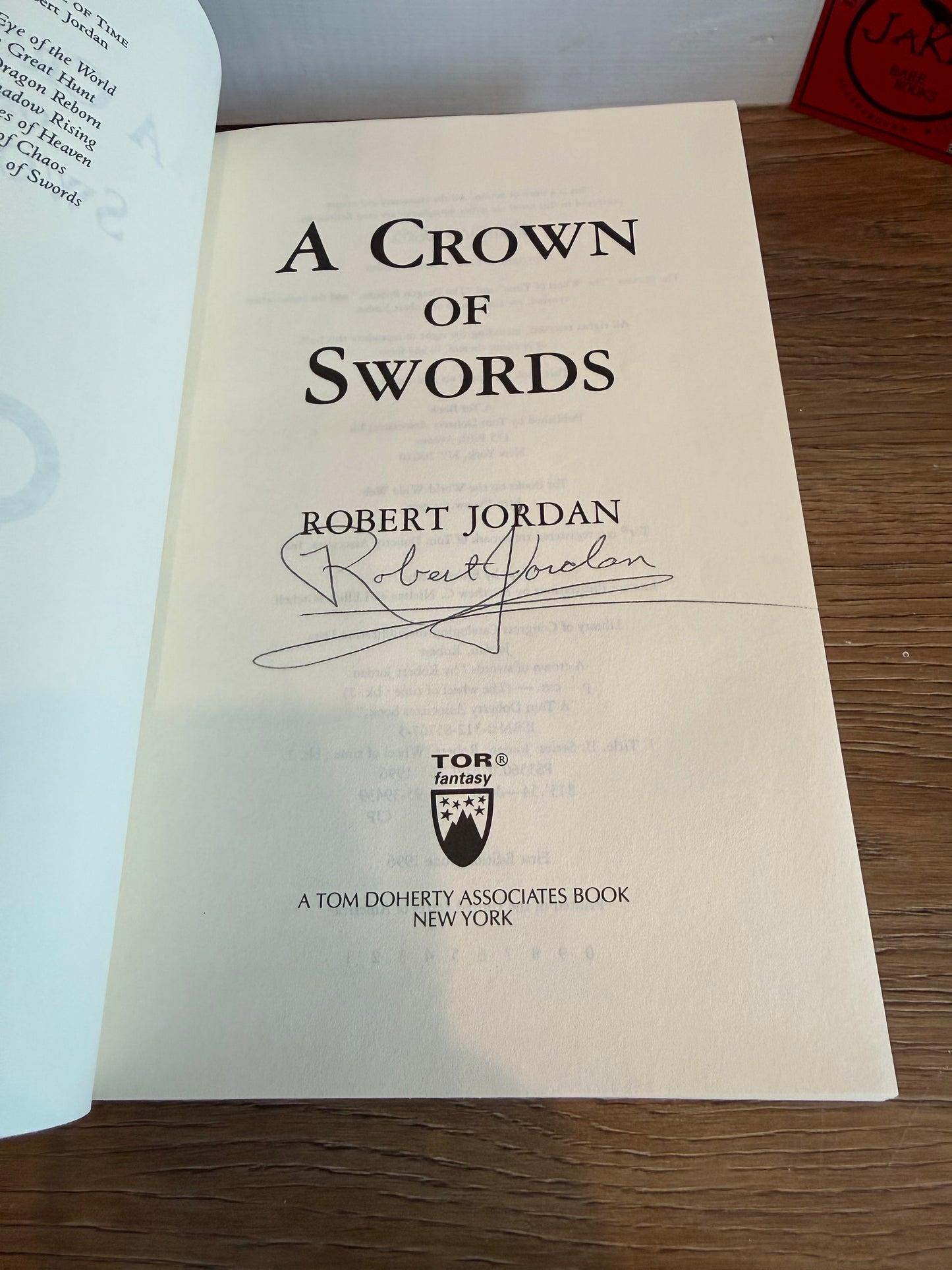 Robert Jordan, A Crown of Swords, Signed First Edition, Tor Publishing