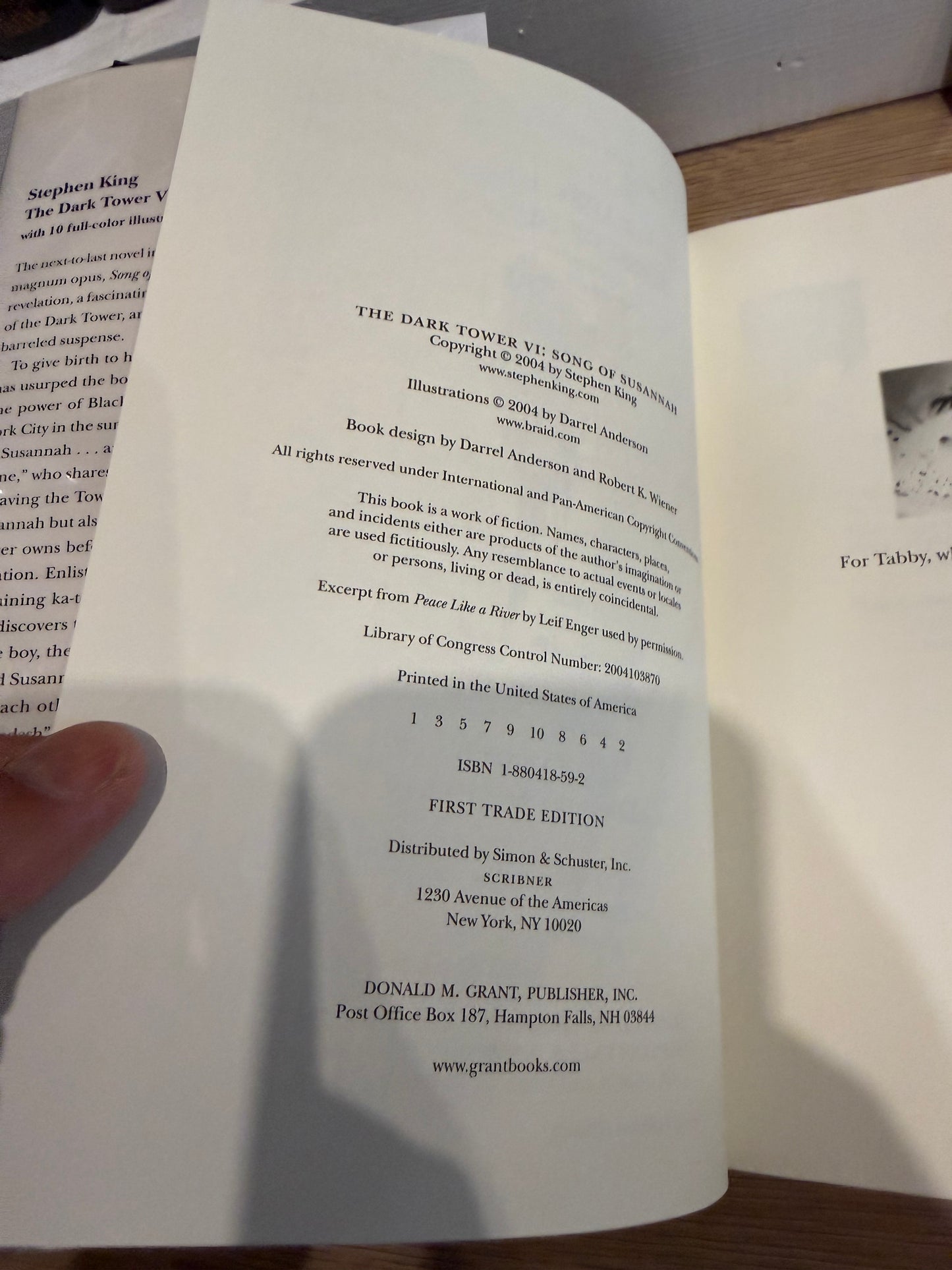 Stephen King, Song of Susannah, First Edition, Signed/Dated, Grant Publishing