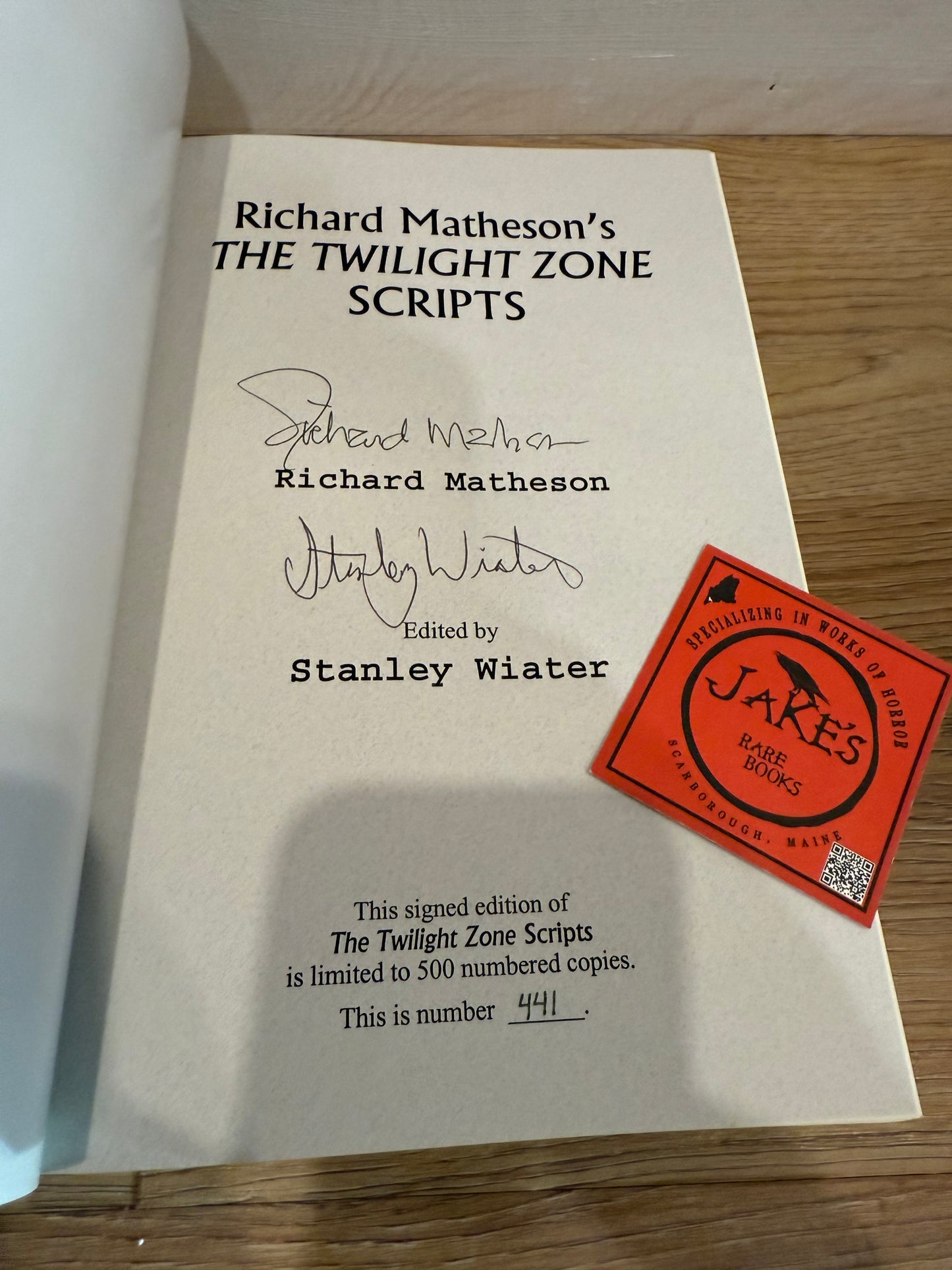 Richard Matheson, The Twilight Zone Scripts, Signed/Limited #441, Cemetery Dance