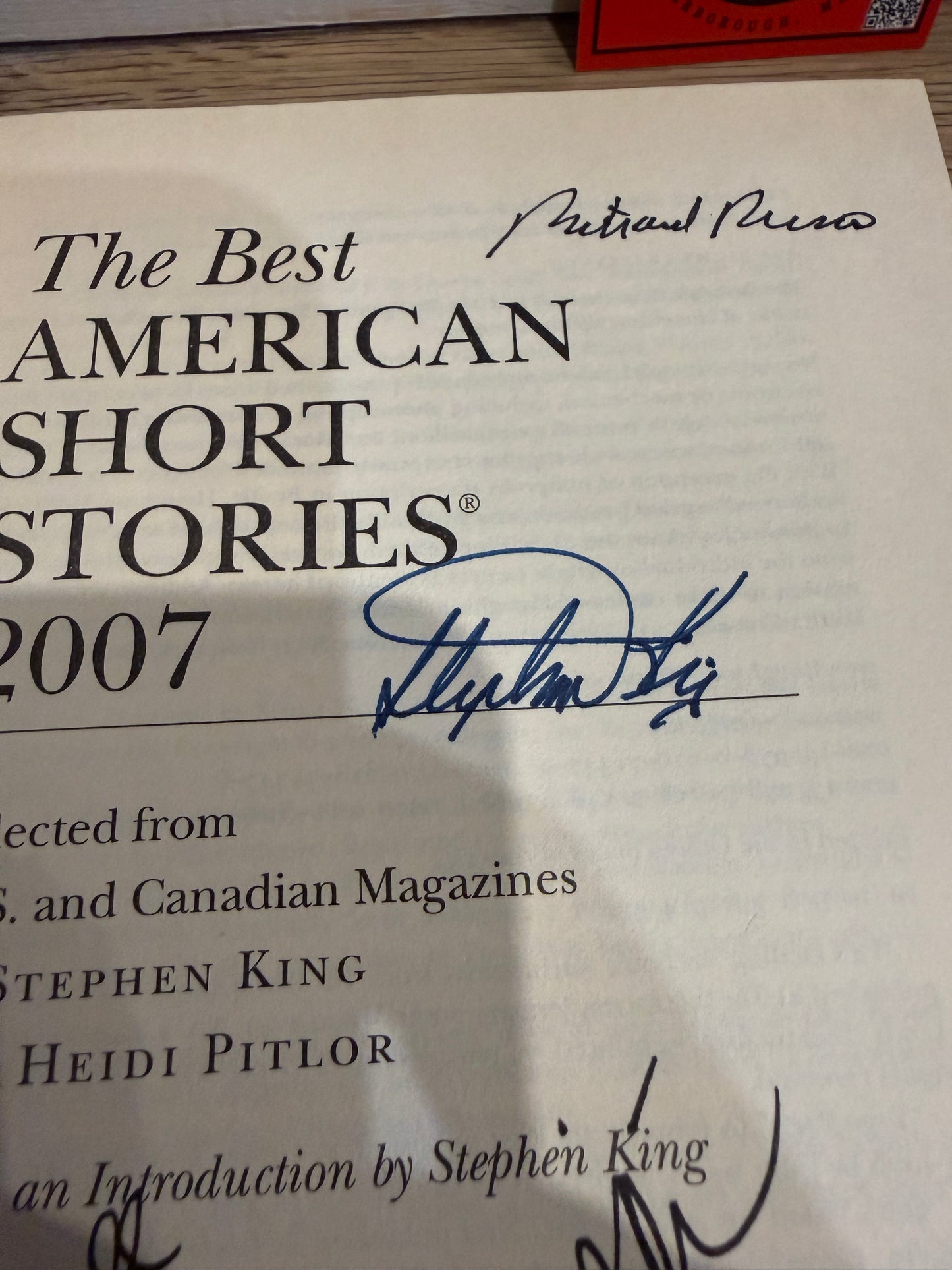 Best American Short Stories, First Edition, Signed by Stephen King, Houghton Mifflin