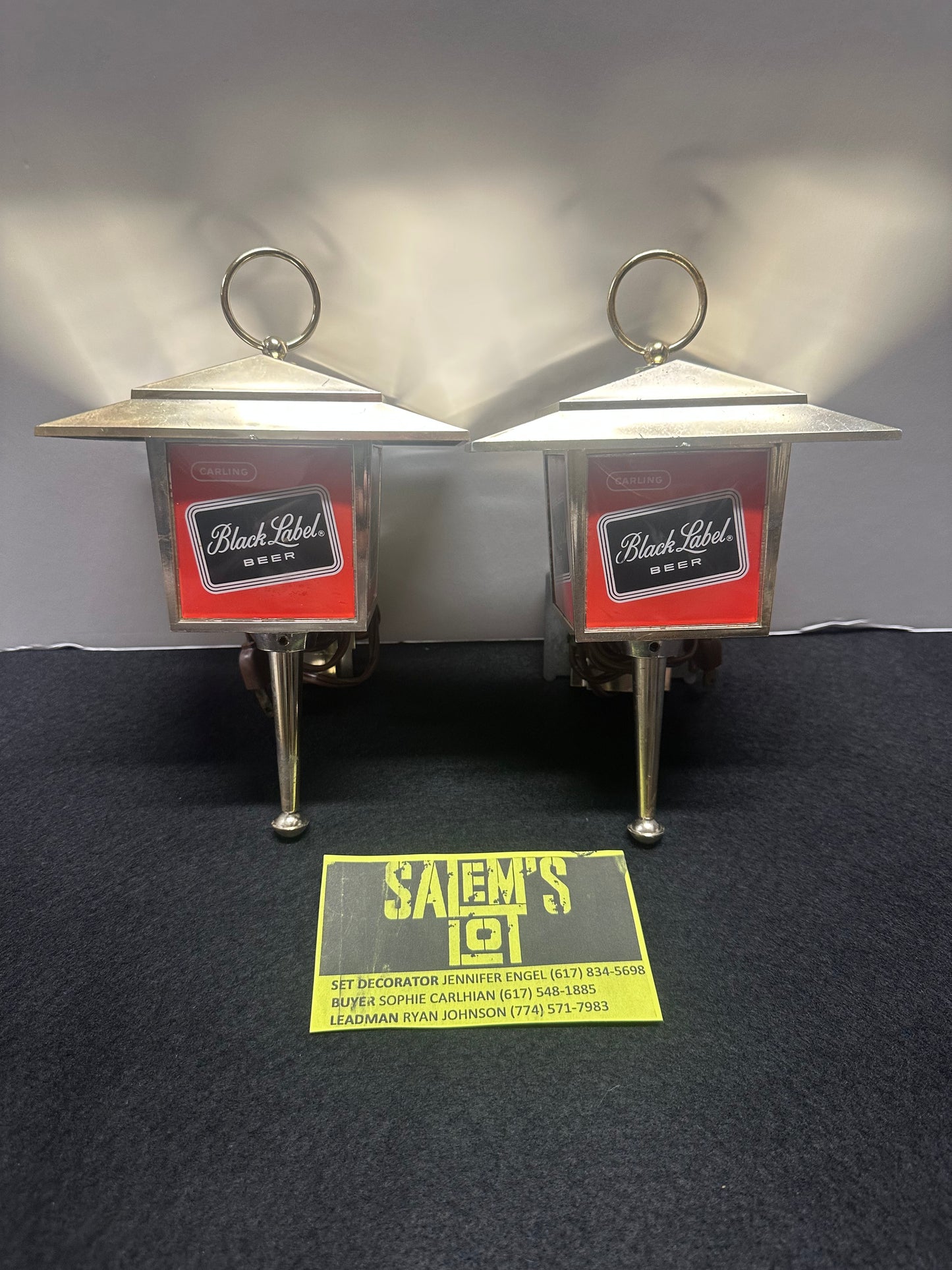 Stephen King, Salem’s Lot, Screen Used, Vintage Black Label Beer Wall Sconces