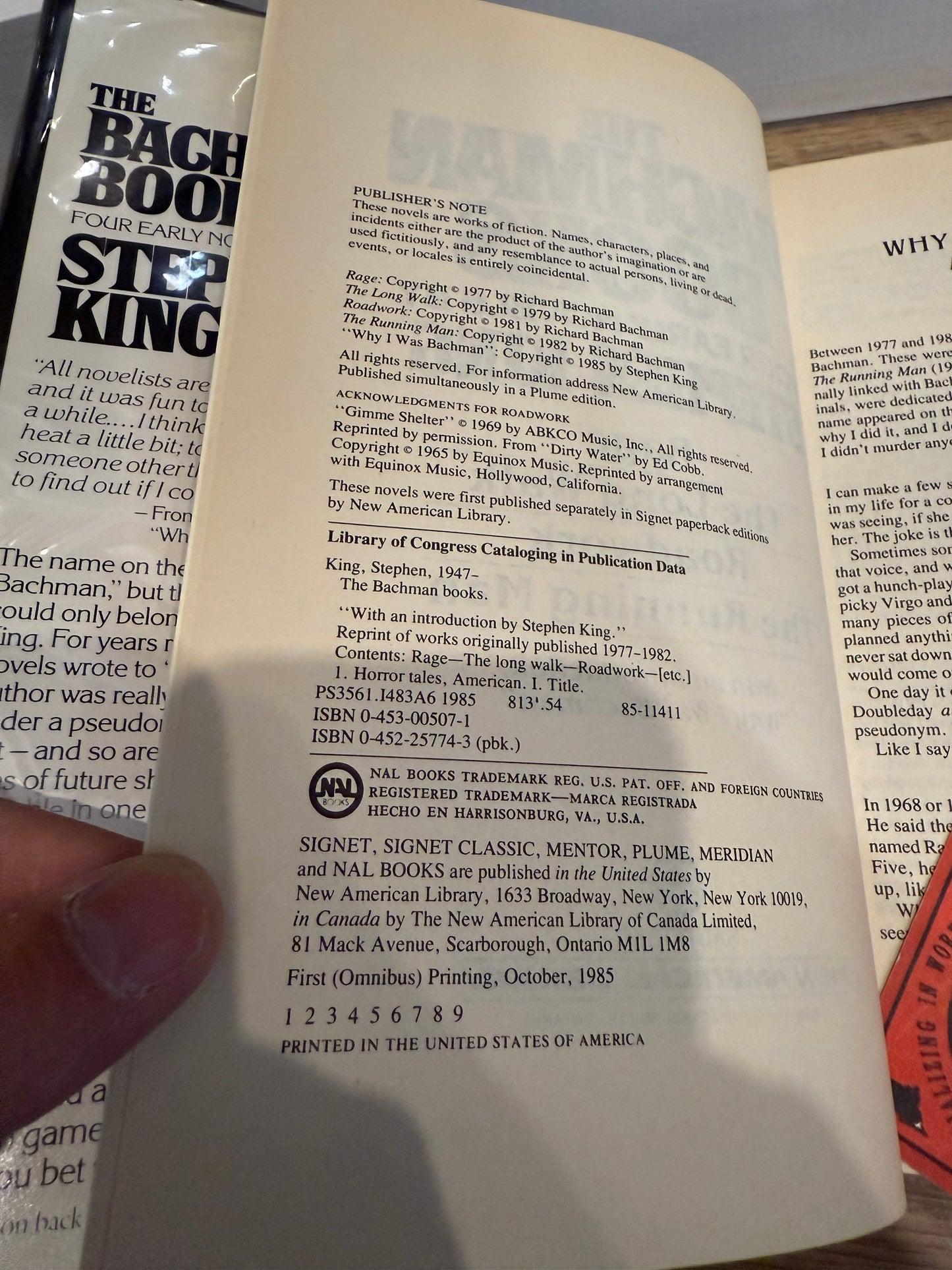 Stephen King, The Bachman Books, First Printing, Signet Publishing