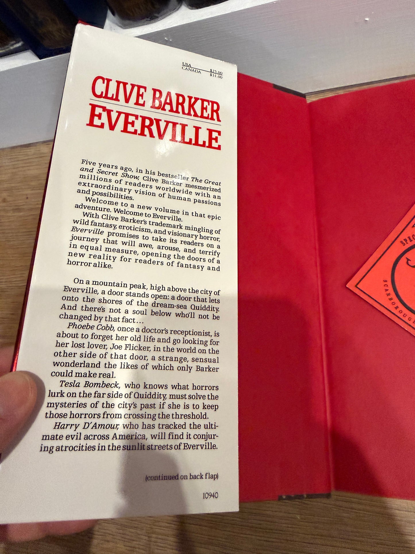Clive Barker, Everville, First Edition, SIGNED on Halloween, Harper Collins