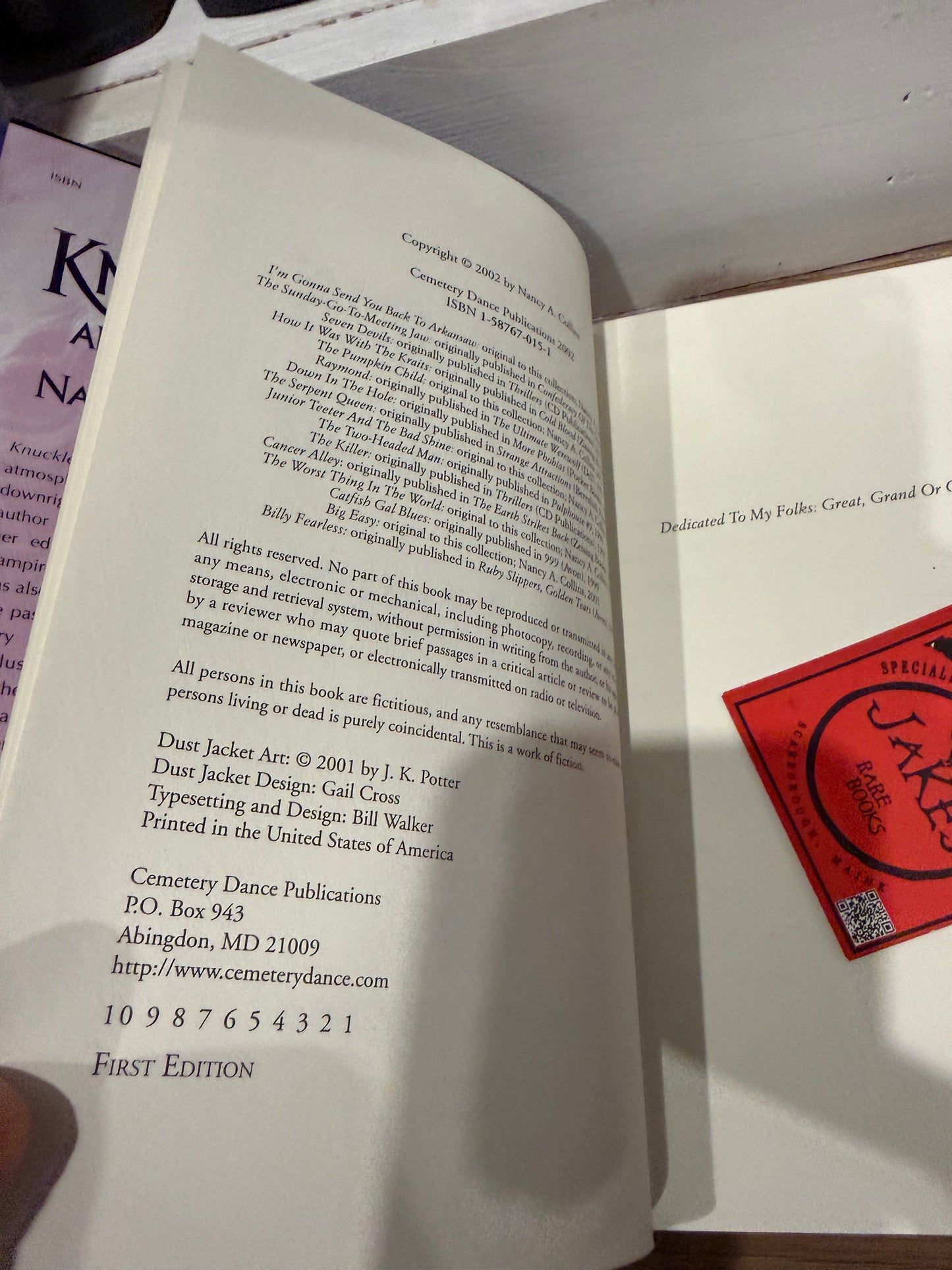 Nancy Collins, Knuckles and Tales, Signed/Limited, Cemetery Dance