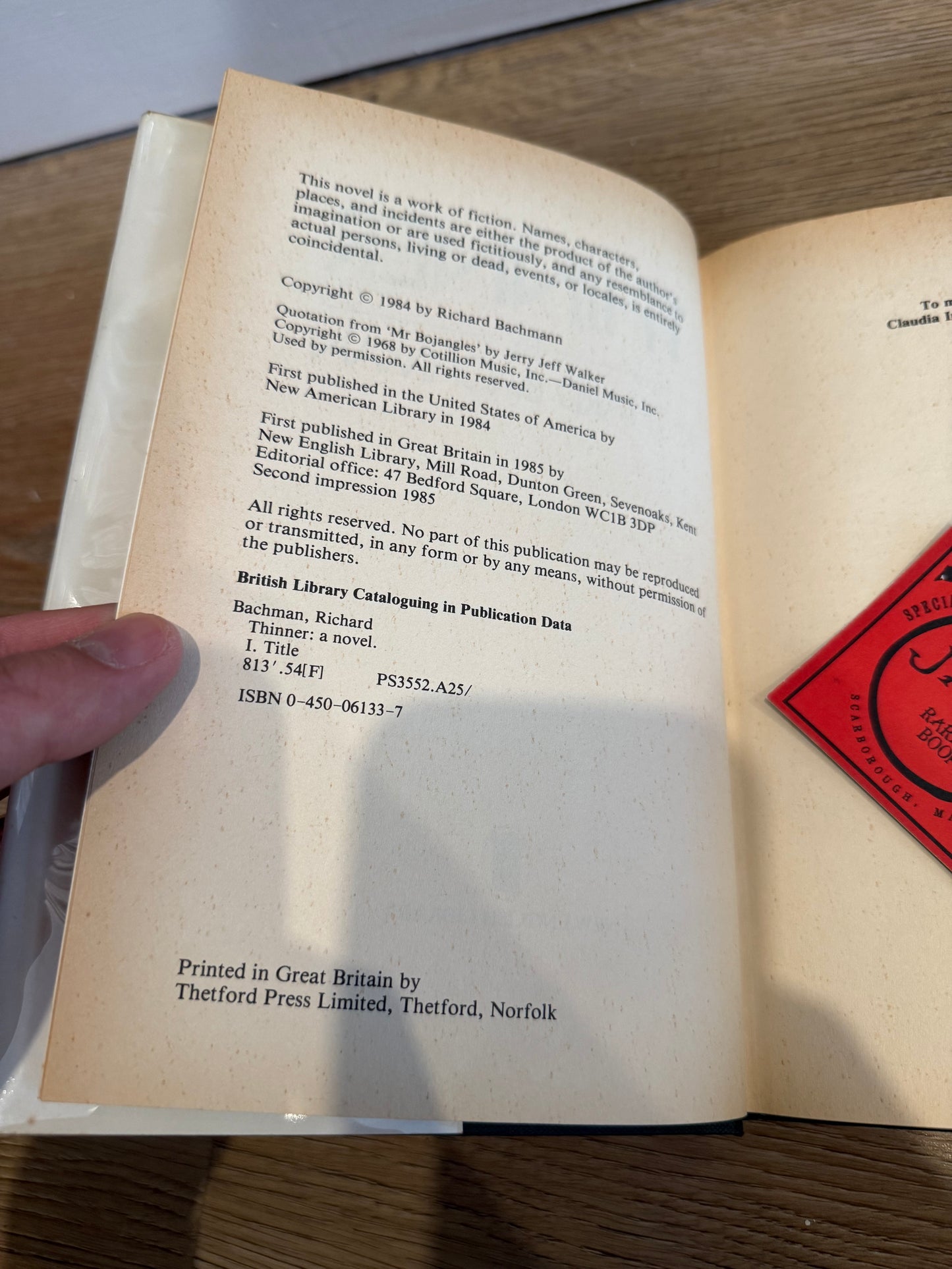 Stephen King, Thinner, UK First Edition, NEL Publishing