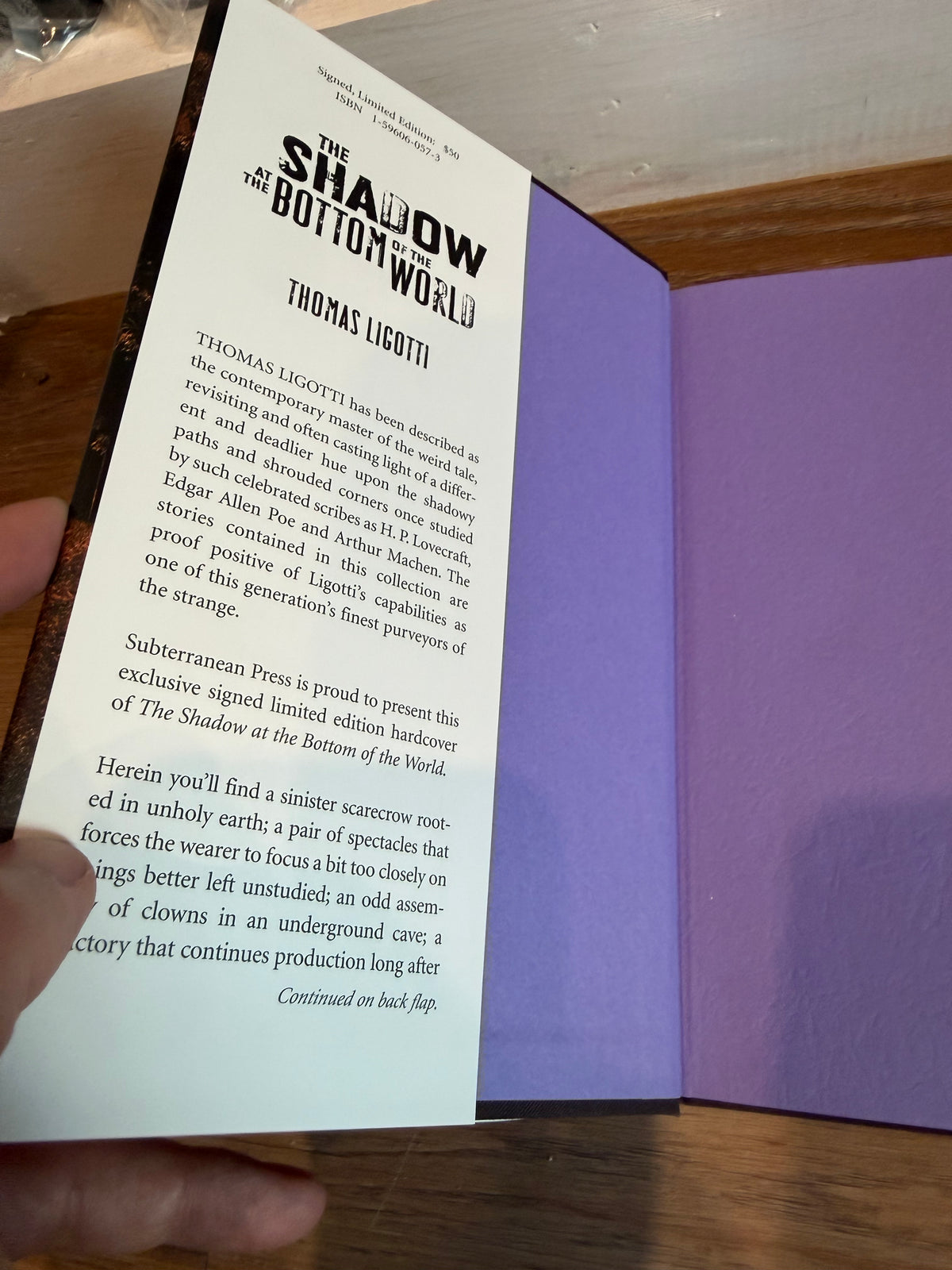 Thomas Ligotti, The Shadow at the Bottom of the World, Signed Limited #12, Subterranean Press