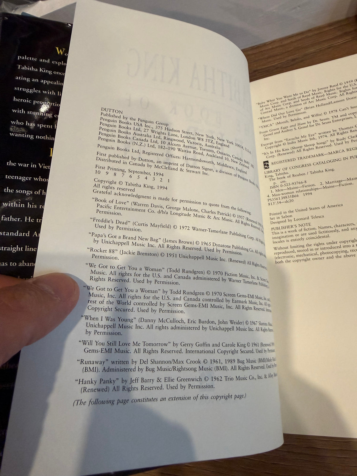 Tabitha King, The Book of Reuben, First Edition, Dutton