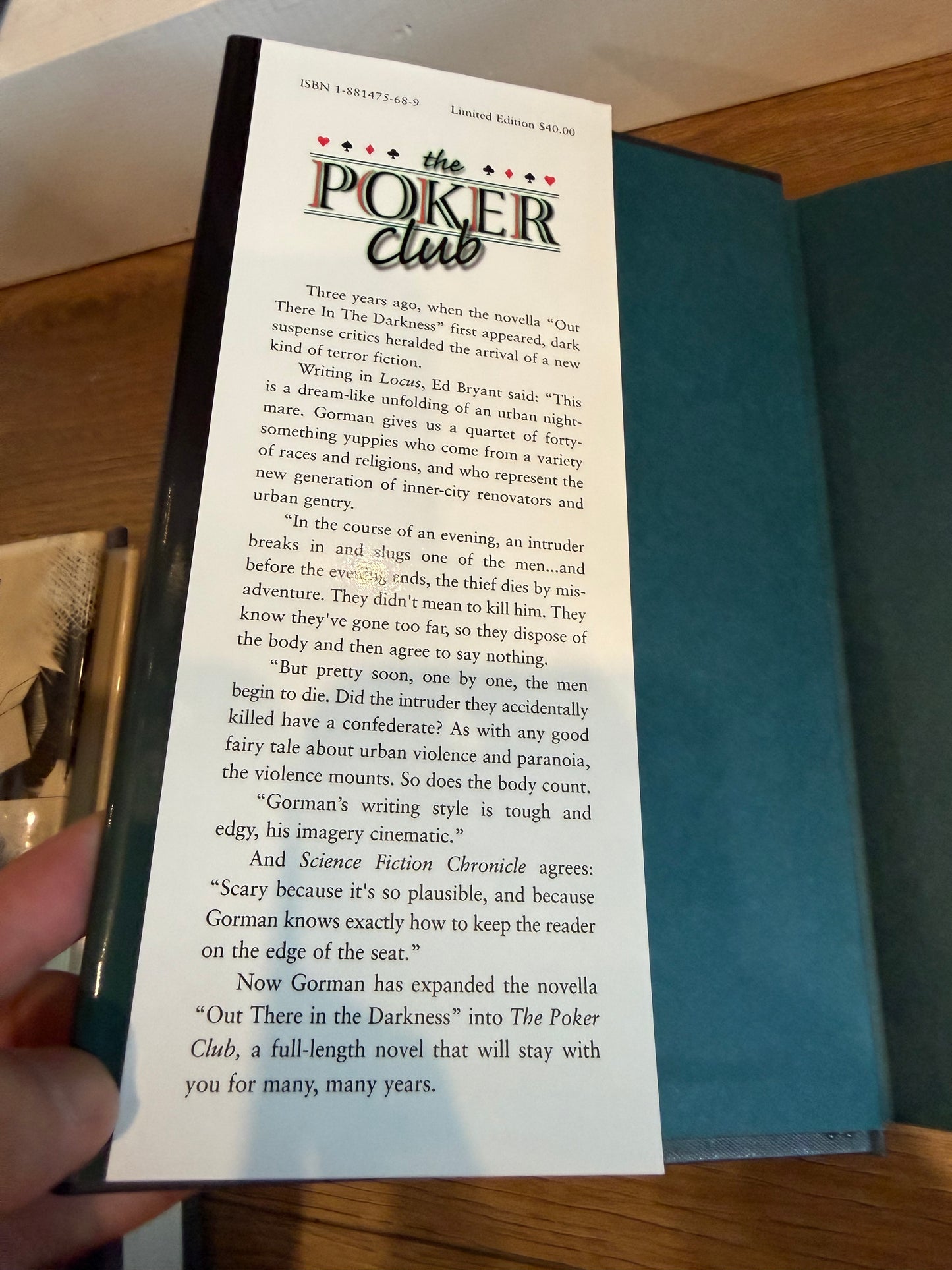 Ed Gorman, The Poker Club, Signed Limited Edition, Cemetery Dance