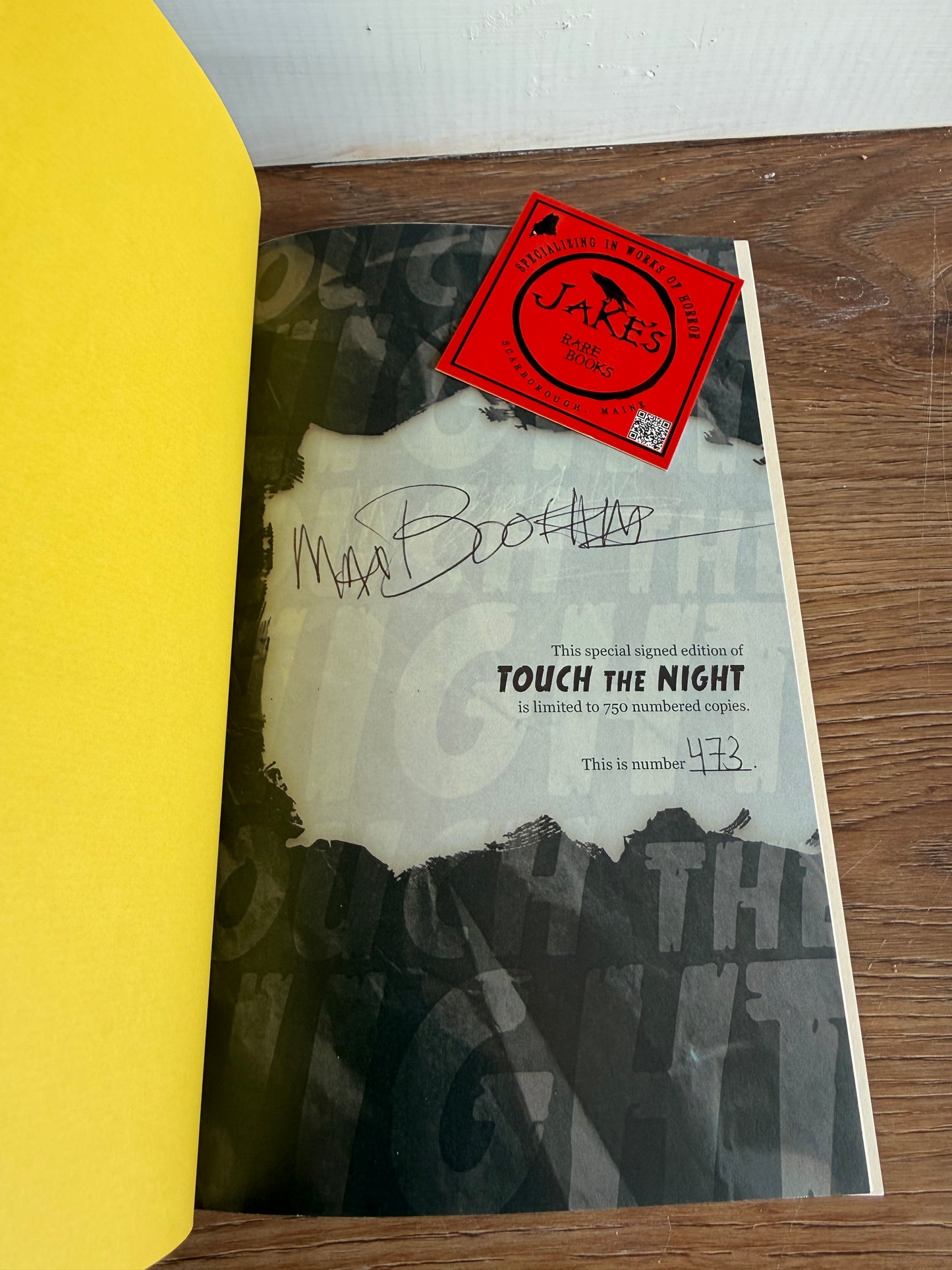 Max Booth III, Touch the Night, Signed/Limited #473, Cemetery Dance