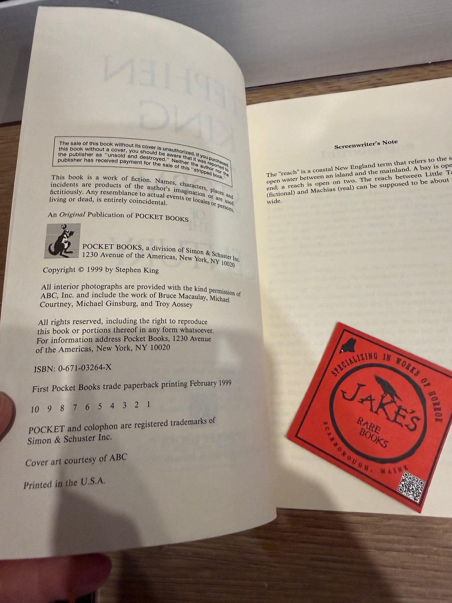 Stephen King, Storm of the Century, First Pocket Books Printing