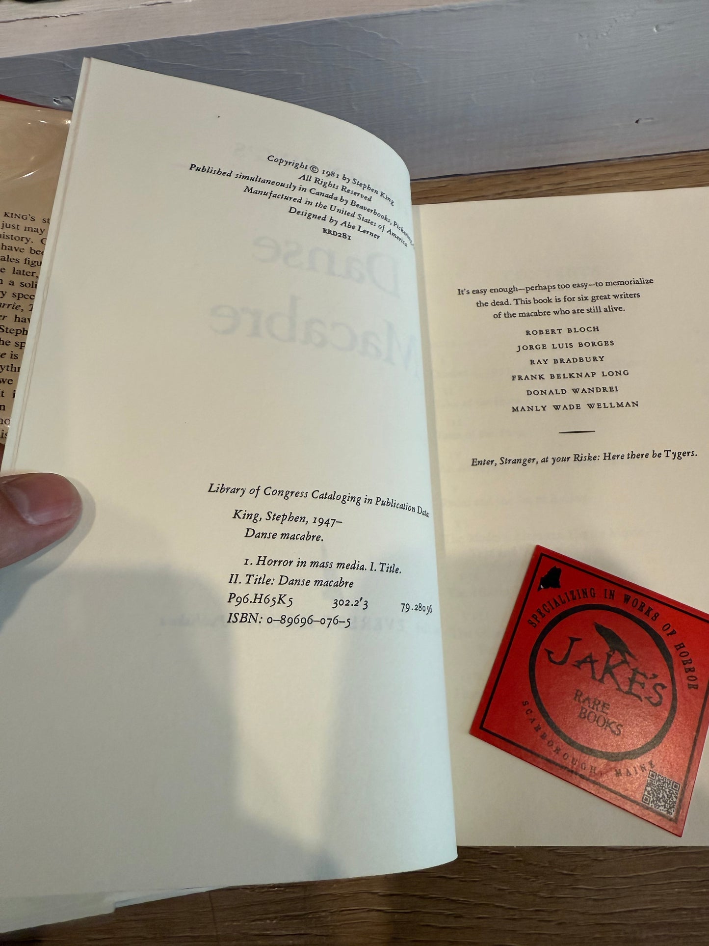 Stephen King, Danse Macabre, First Edition, INSCRIBED