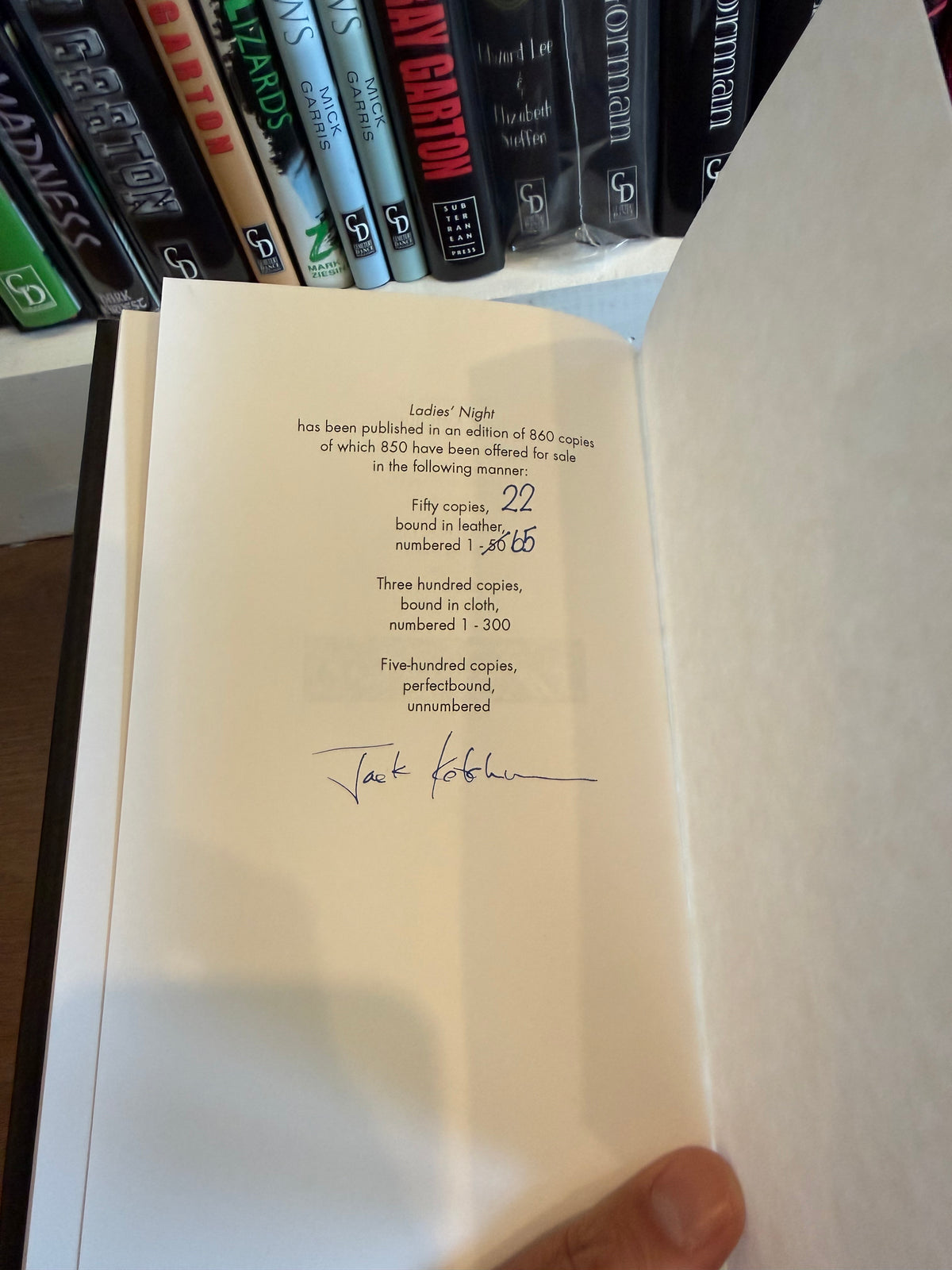 Jack Ketchum, Ladies Night, Lettered Edition, Silver Salamander Press