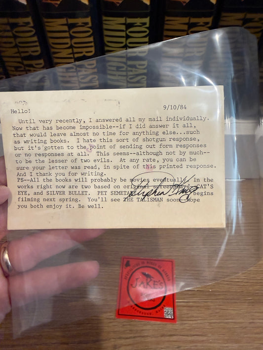Stephen King, Signed Postcard