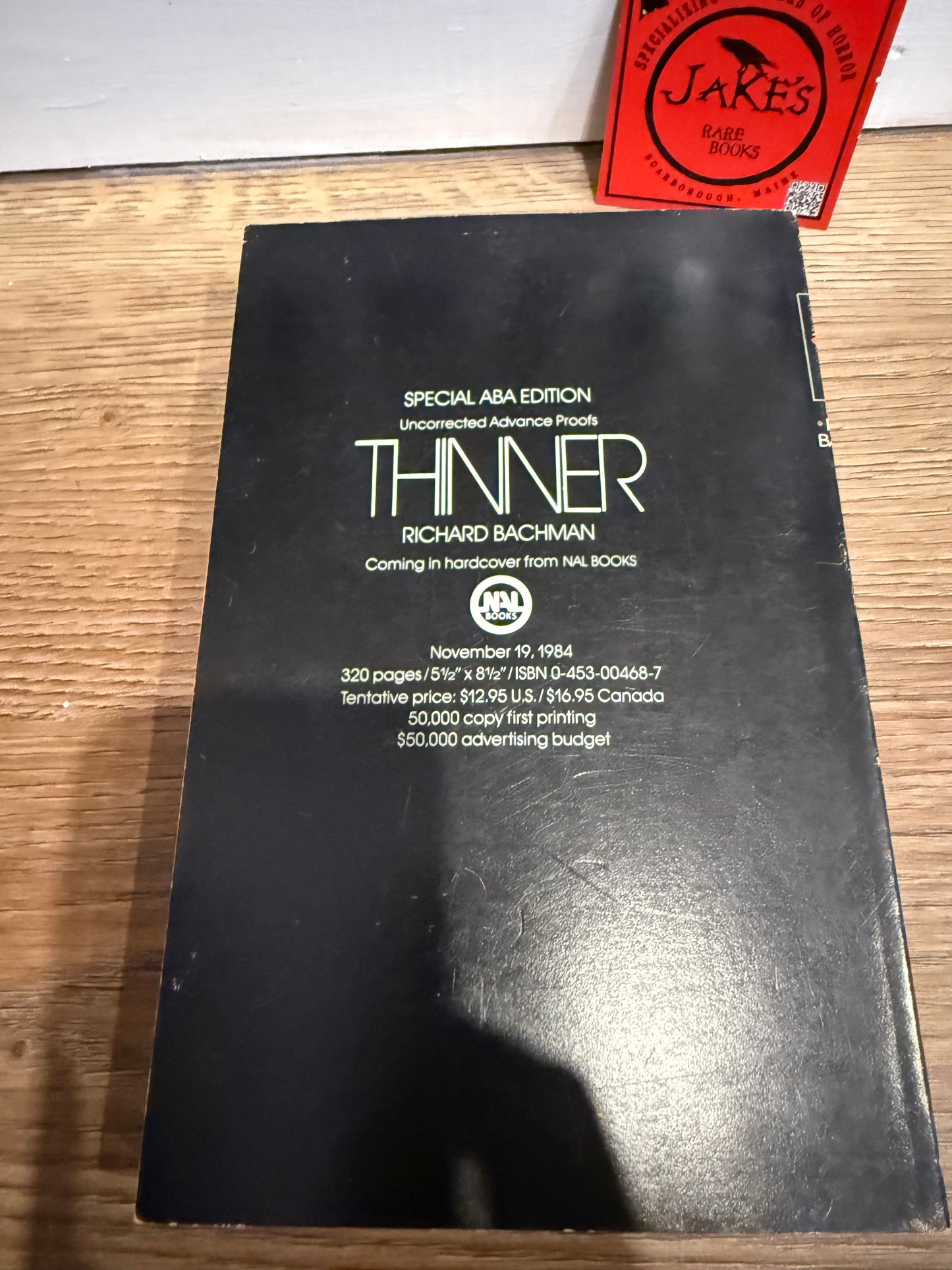 Stephen King, Thinner, ABA Uncorrected Proof, NAL