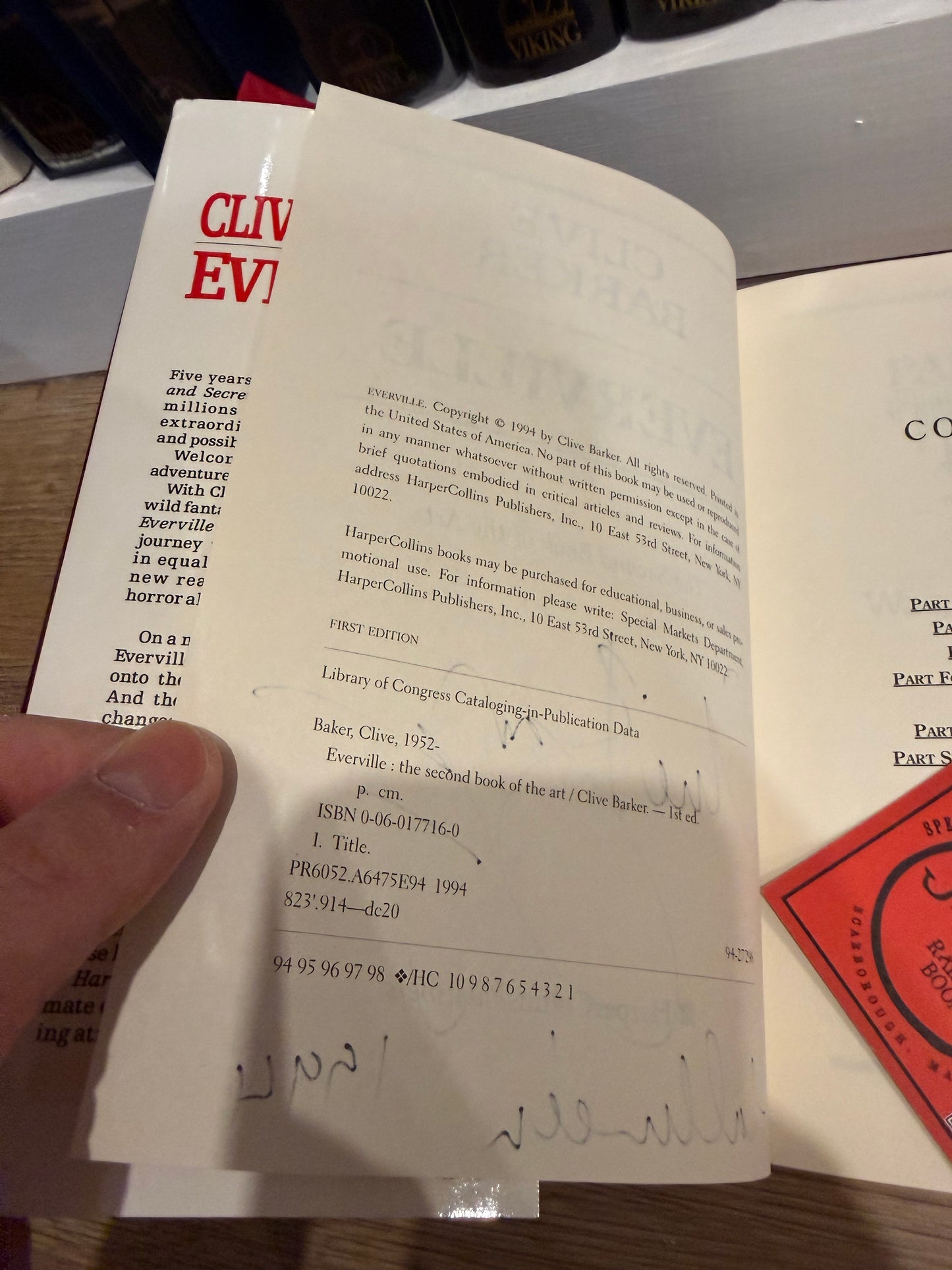 Clive Barker, Everville, First Edition, SIGNED on Halloween, Harper Collins