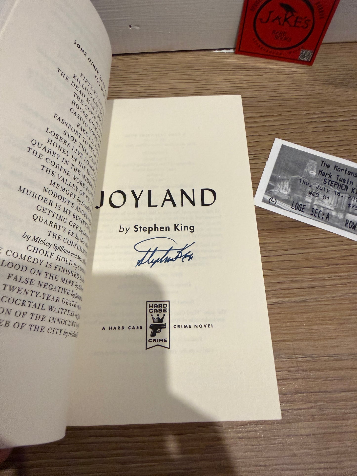 Stephen King, Joyland, SIGNED First Paperback Printing, Hard Case Crime