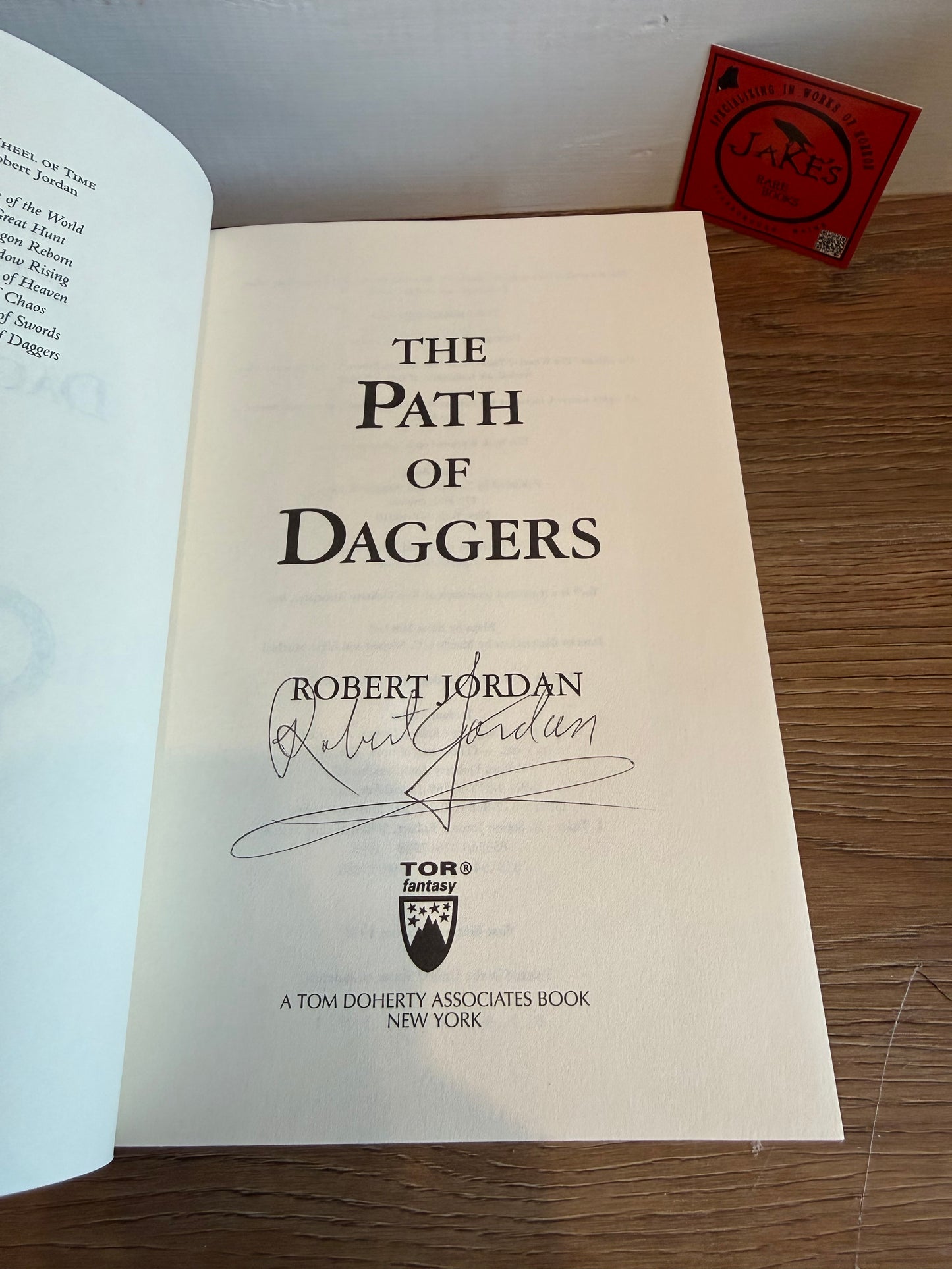 Robert Jordan, The Path of Daggers, Signed First Edition, Tor Publishing