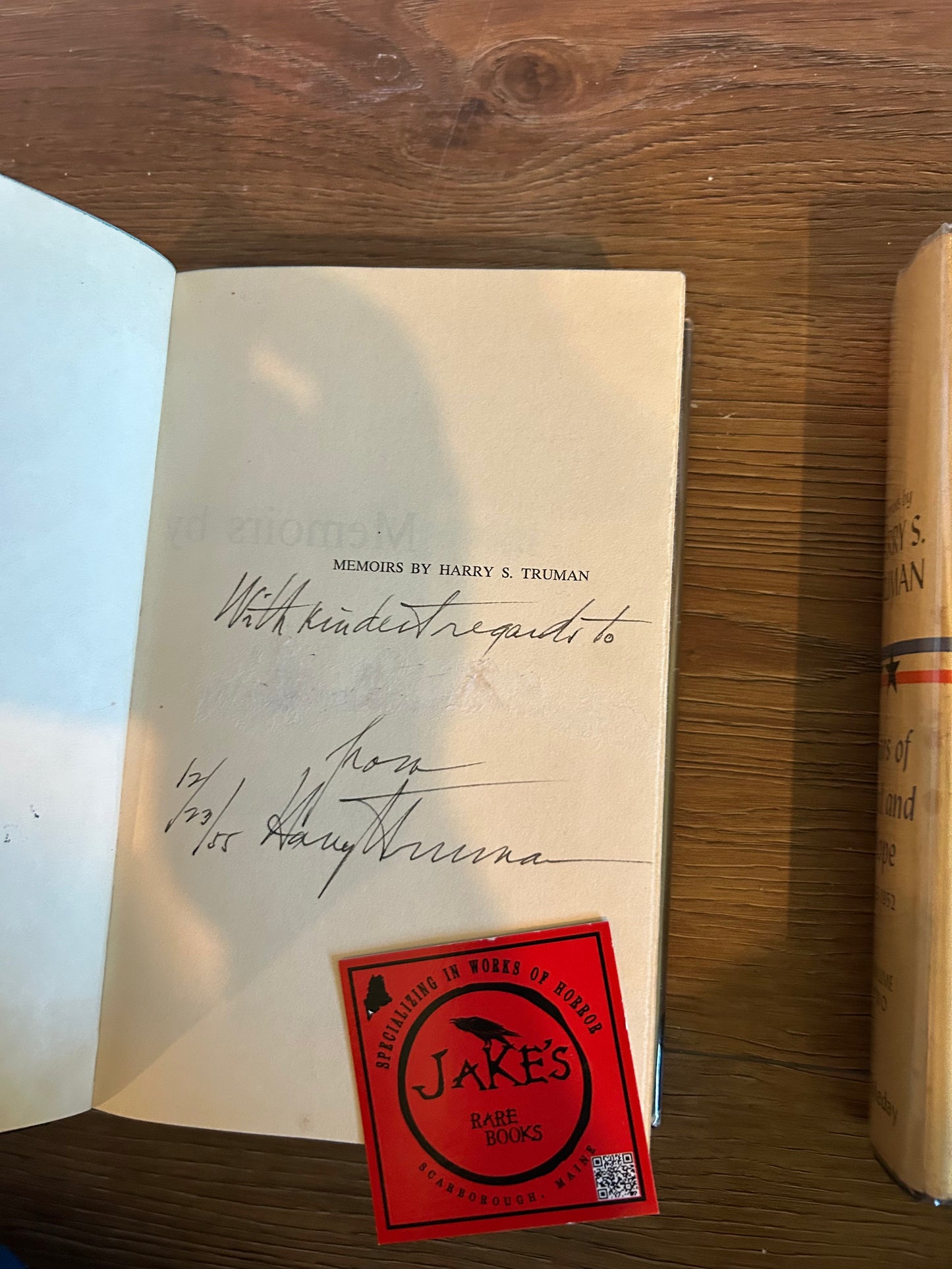 Harry Truman, Year of Decisions and Years of Trial and Hope, Signed First Edition, Doubleday