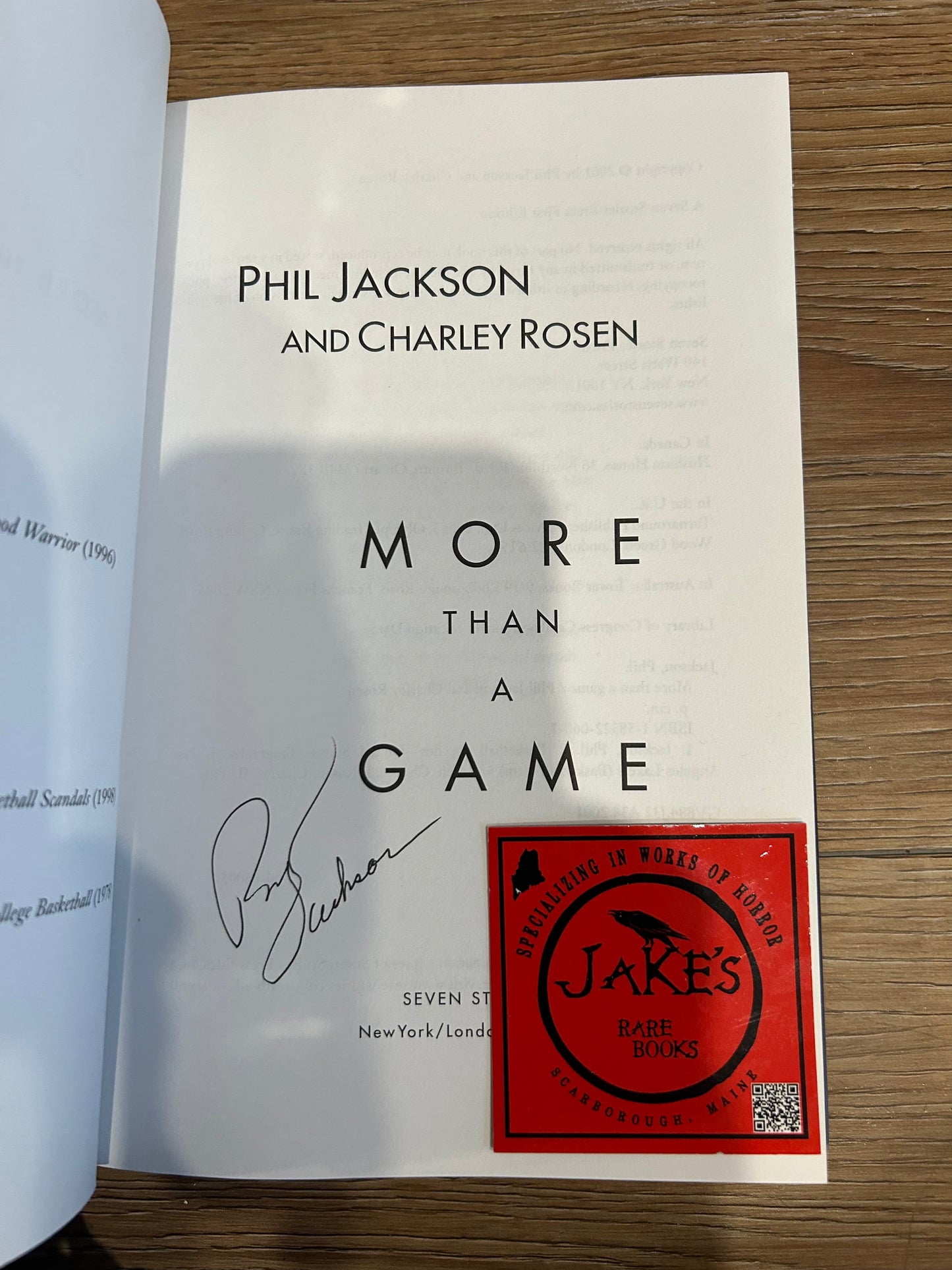 Phil Jackson, More Than a Game, Signed First Edition, Seven Stories Press