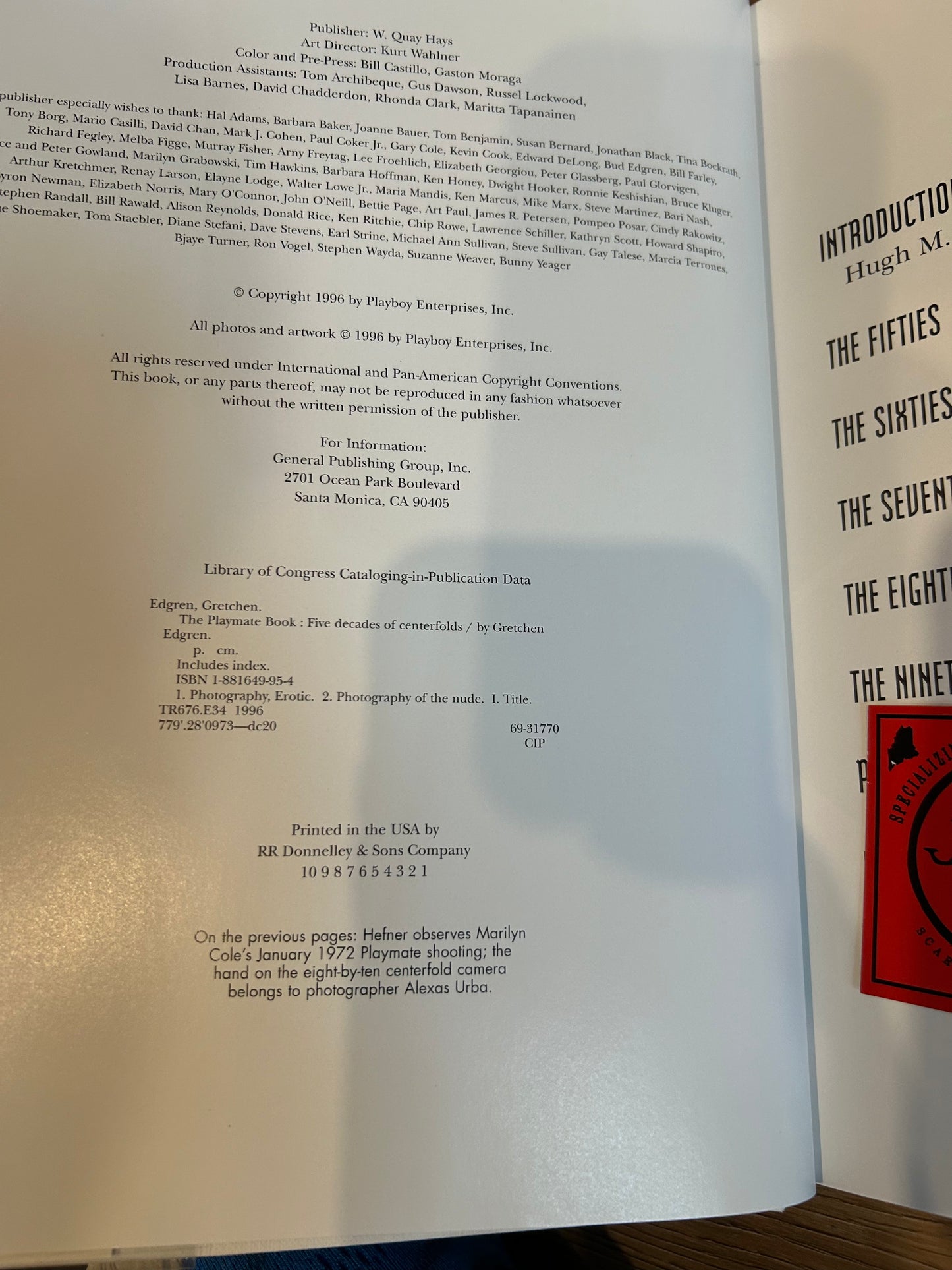 Gretchen Edgren, The Playmate Book, Signed by High Hefner, First Edition, General Publishing Group