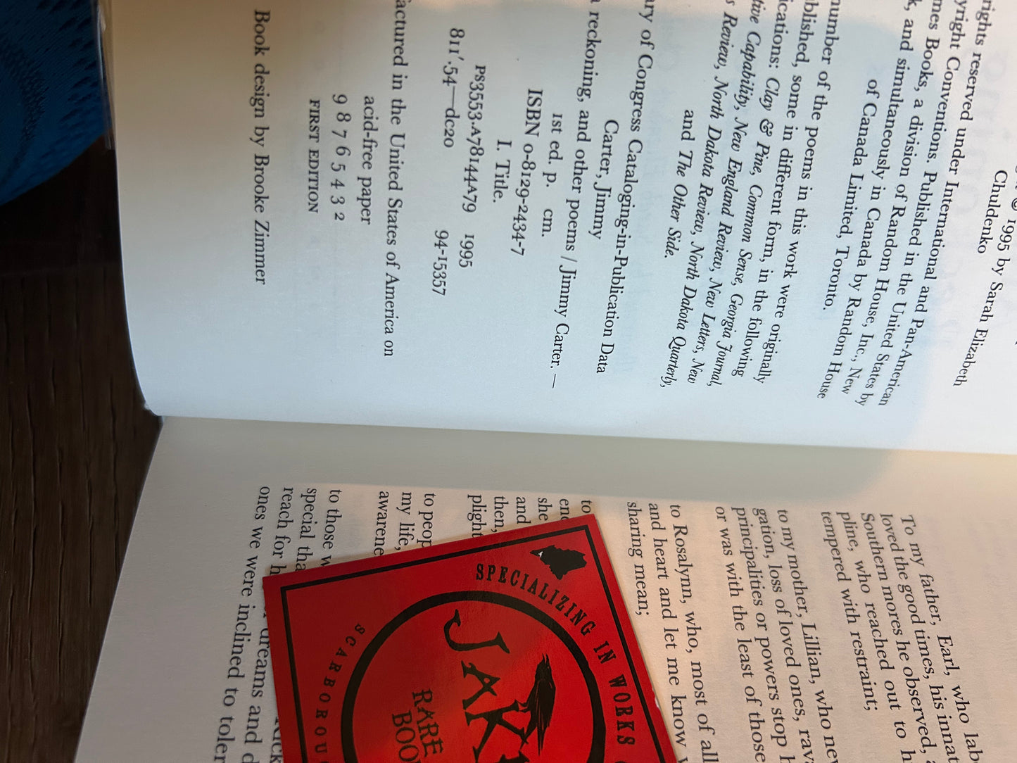 Jimmy Carter, Always a Reckoning, Signed First Edition, Random House