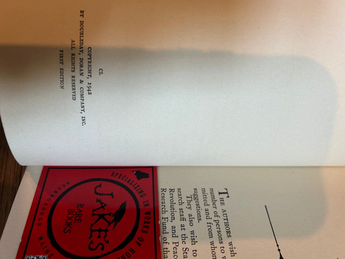 Herbert Hoover, The Problems of Lasting Peace, Signed and Inscribed First Edition, Doubleday Doran