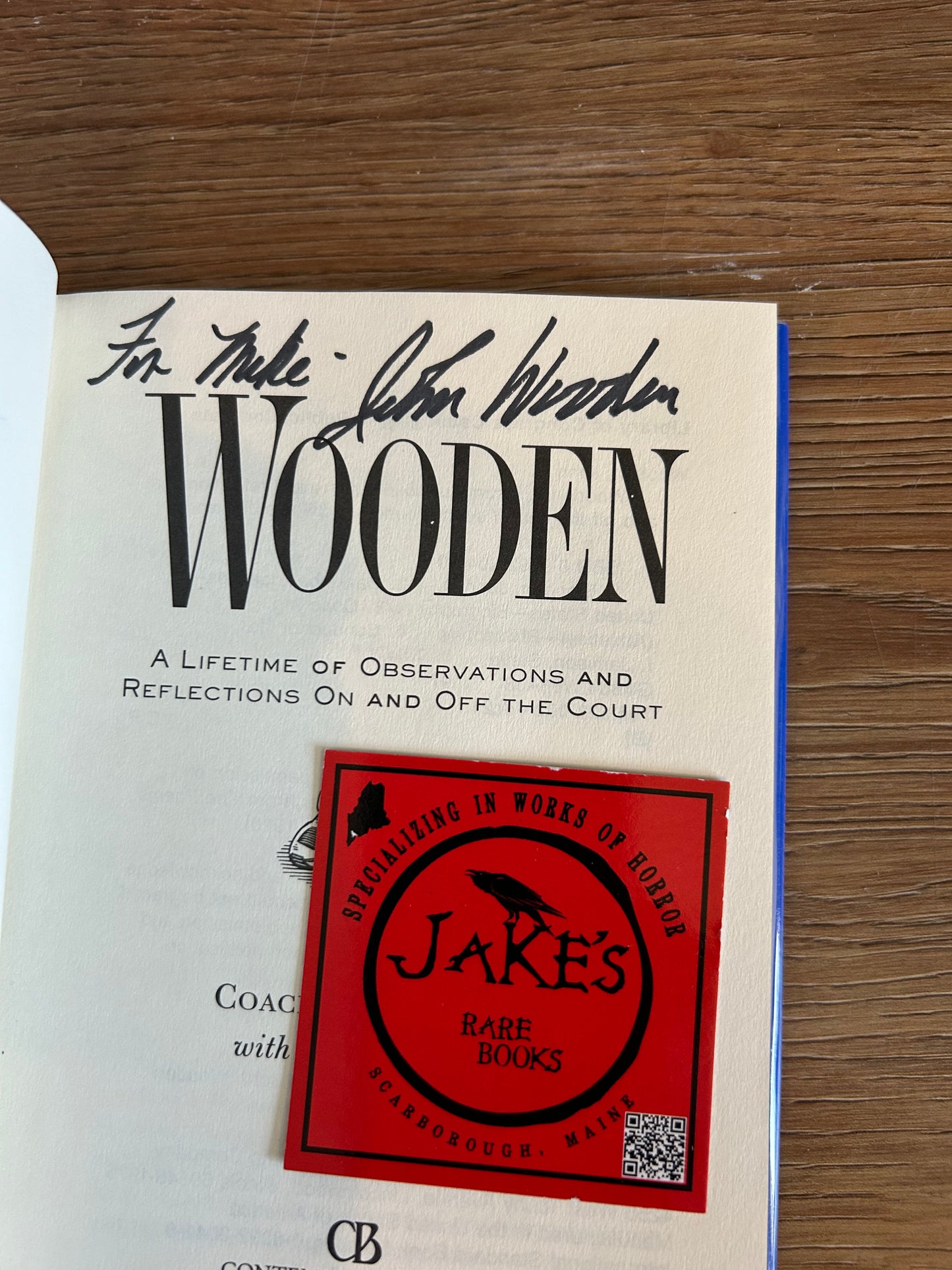 John Wooden, Wooden, Signed First Edition, Contemporary Books