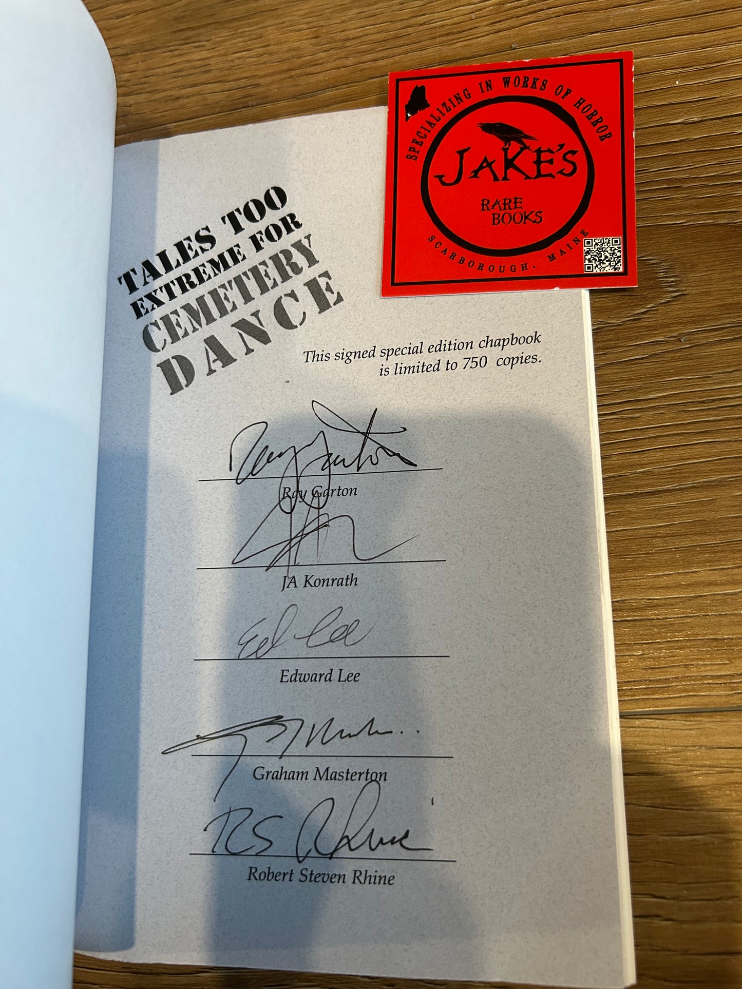 Tales Too Extreme for Cemetery Dance Chapbook, Signed First Edition, Cemetery Dance