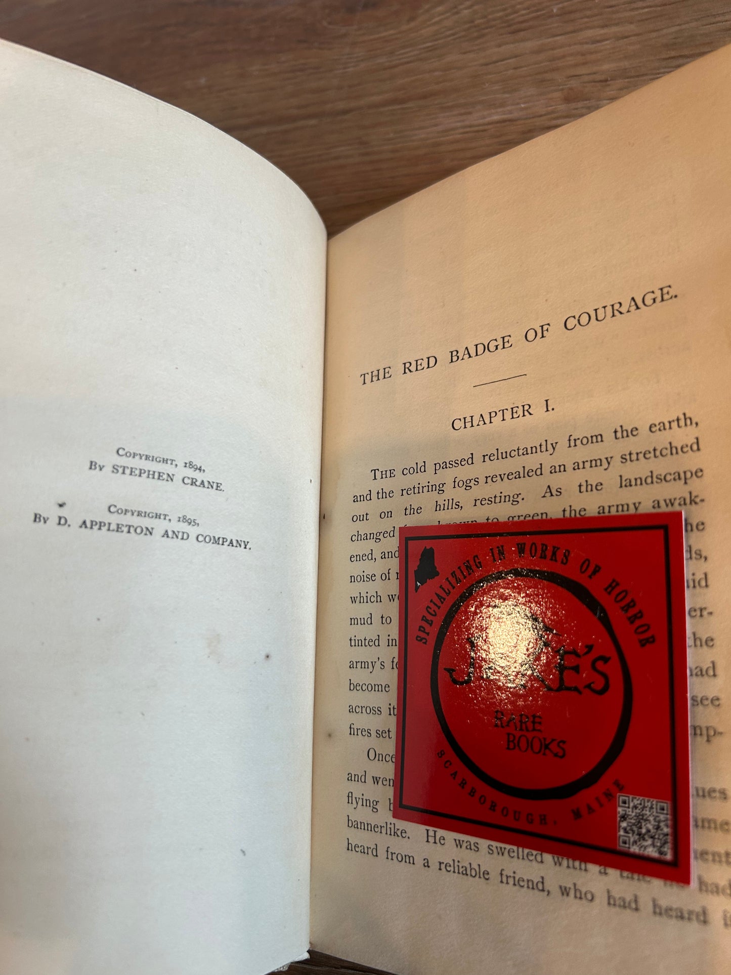 Stephen Crane, The Red Badge of Courage, First Edition, Appleton and Company