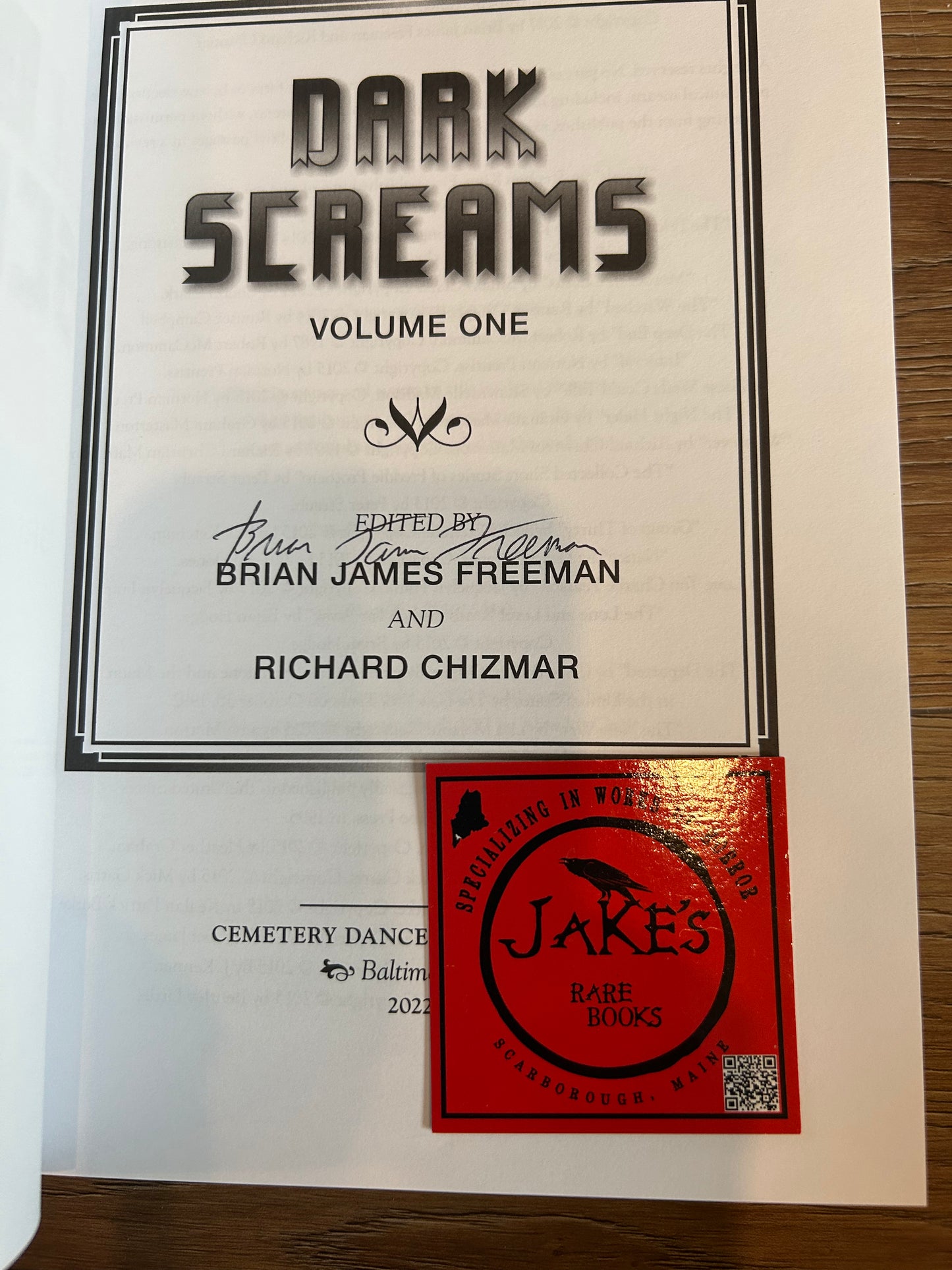Dark Screams, Volume One, Advance Review Copy, Signed Limited, Cemetery Dance