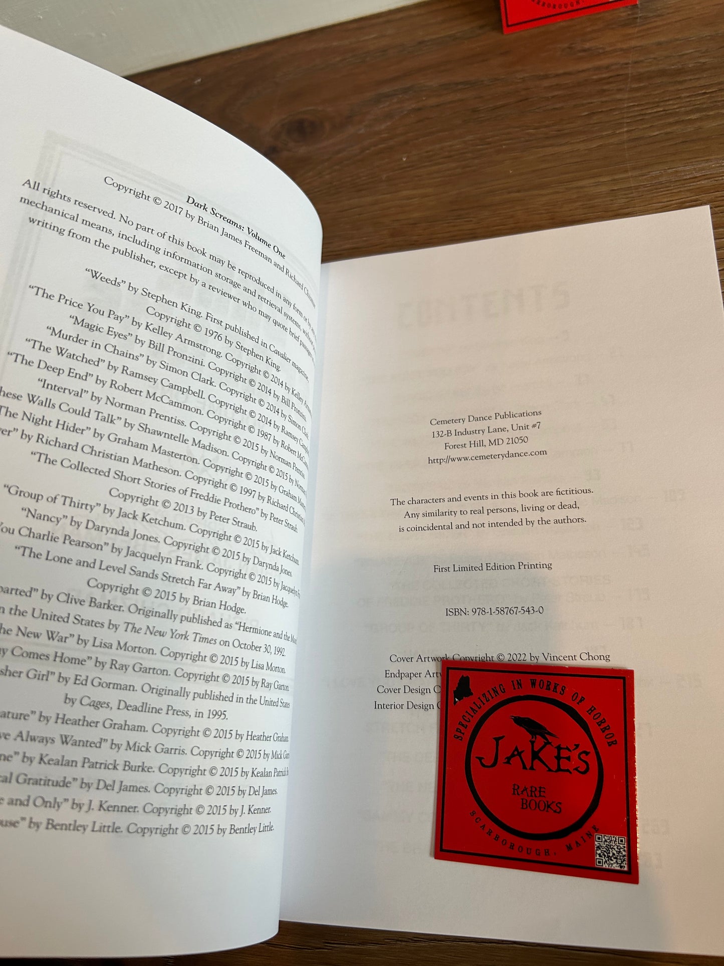 Dark Screams, Volume One, Advance Review Copy, Signed Limited, Cemetery Dance