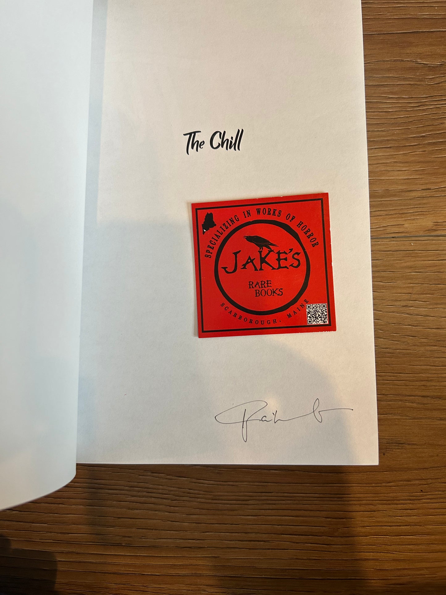 Scott Carson, The Chill, Signed Limited, Advance Uncorrected Proof, Lividian Press