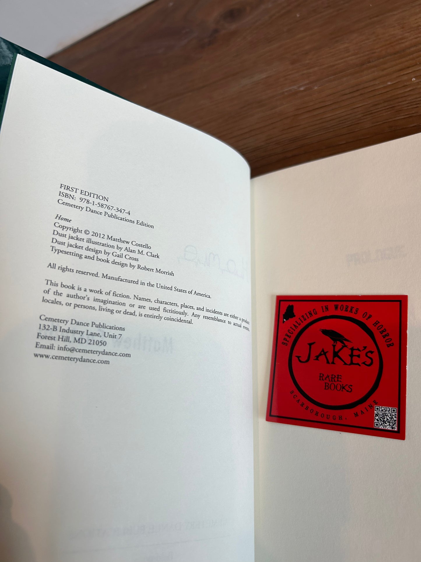 Matthew Costello, Home, Signed Limited Edition, Cemetery Dance